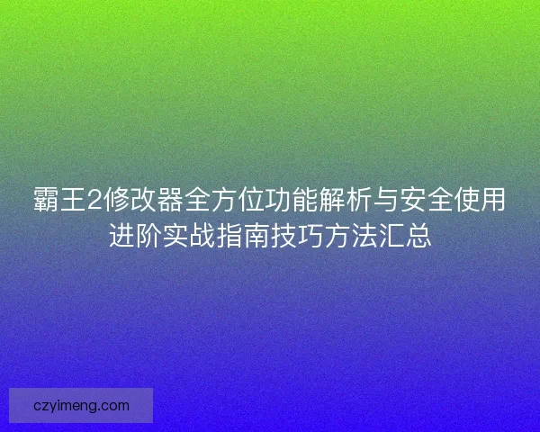 霸王2修改器全方位功能解析与安全使用进阶实战指南技巧方法汇总